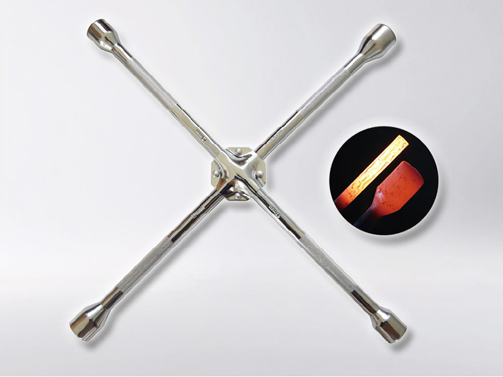Cross Rim Wrench (Knurling Handle With lron pad)